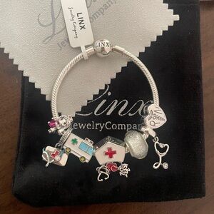 Linx Snake Chain Bracelet with Registered Nurse Themed Charms